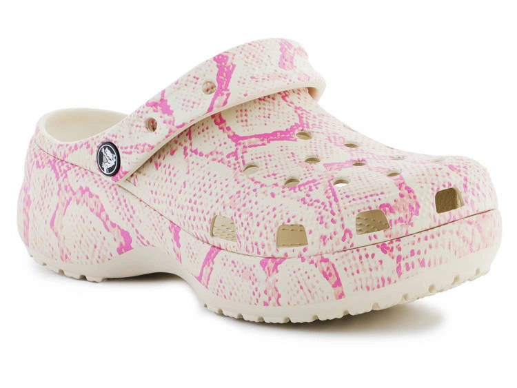 BUTY DAMSKIE CROCS CLASSIC PLATFORM SNAKE PRINT CLOG W BONE/MULTI 208231-2Y3